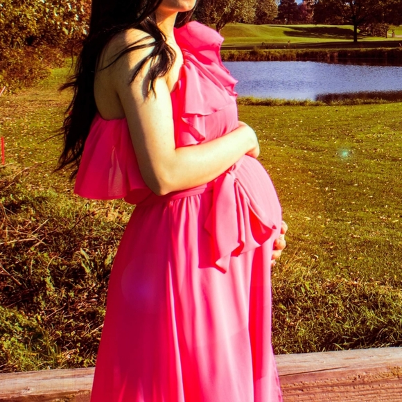 Fashion Nova Dresses & Skirts - Feeling Fun Off Shoulder Maxi Dress - Neon Pink